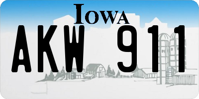 IA license plate AKW911