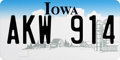 IA license plate AKW914