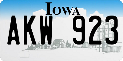 IA license plate AKW923