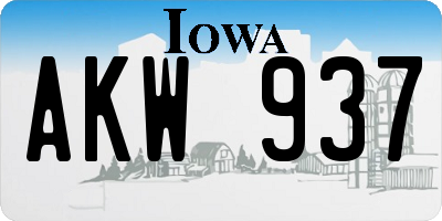IA license plate AKW937