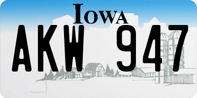 IA license plate AKW947
