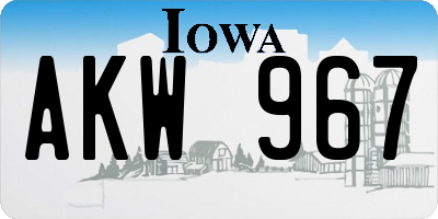 IA license plate AKW967