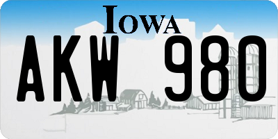 IA license plate AKW980