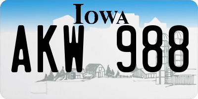 IA license plate AKW988