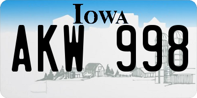 IA license plate AKW998