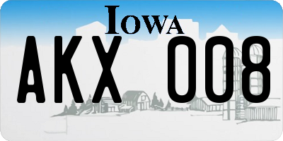 IA license plate AKX008