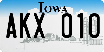 IA license plate AKX010