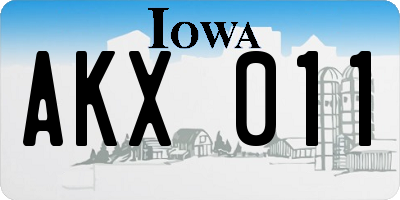IA license plate AKX011