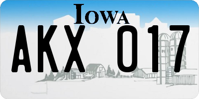 IA license plate AKX017