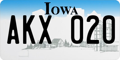 IA license plate AKX020