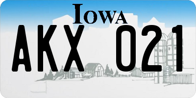 IA license plate AKX021