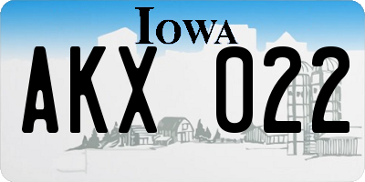 IA license plate AKX022