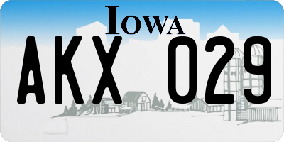 IA license plate AKX029