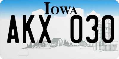 IA license plate AKX030
