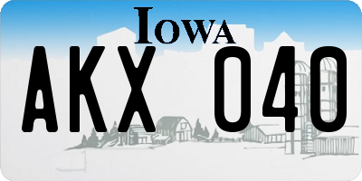 IA license plate AKX040