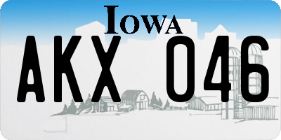 IA license plate AKX046