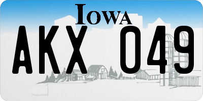 IA license plate AKX049