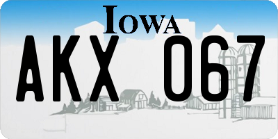 IA license plate AKX067