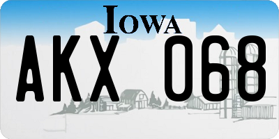 IA license plate AKX068