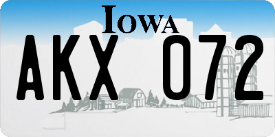 IA license plate AKX072