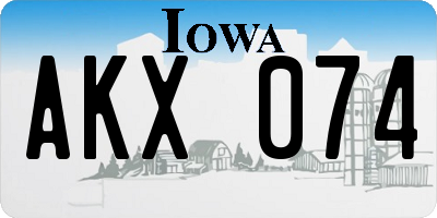 IA license plate AKX074
