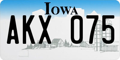 IA license plate AKX075
