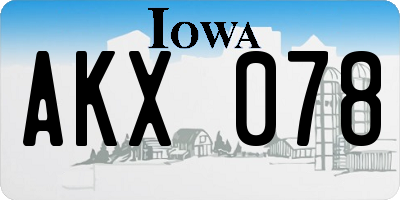 IA license plate AKX078