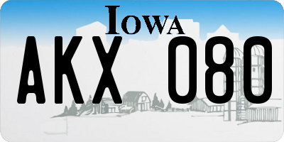 IA license plate AKX080