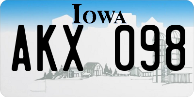 IA license plate AKX098
