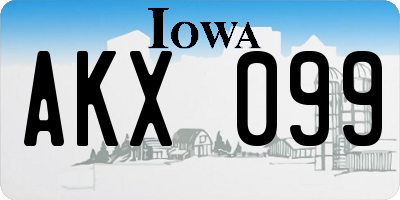 IA license plate AKX099