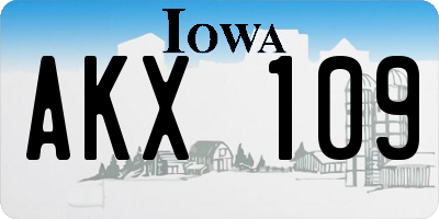 IA license plate AKX109