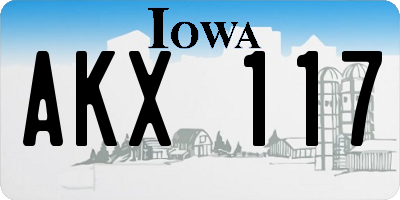 IA license plate AKX117
