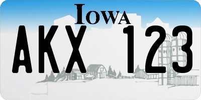 IA license plate AKX123