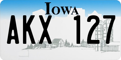 IA license plate AKX127
