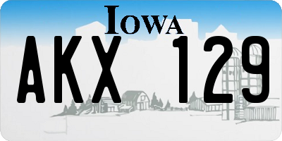 IA license plate AKX129