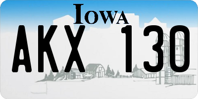 IA license plate AKX130