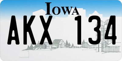IA license plate AKX134