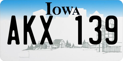IA license plate AKX139