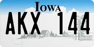IA license plate AKX144