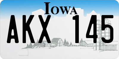 IA license plate AKX145