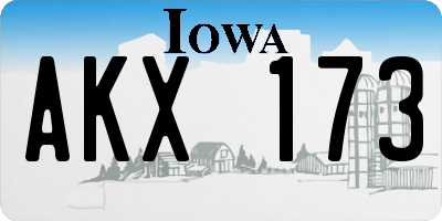 IA license plate AKX173