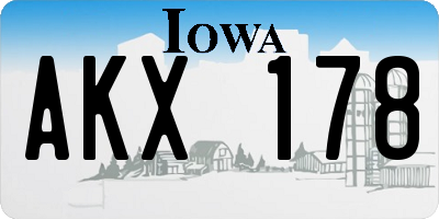 IA license plate AKX178