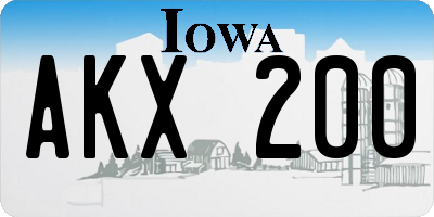 IA license plate AKX200