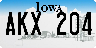 IA license plate AKX204