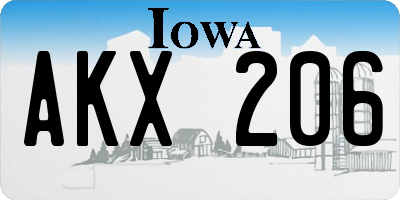 IA license plate AKX206