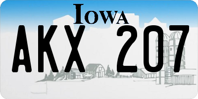 IA license plate AKX207