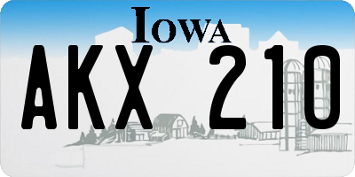 IA license plate AKX210