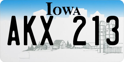 IA license plate AKX213