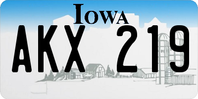 IA license plate AKX219