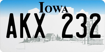 IA license plate AKX232